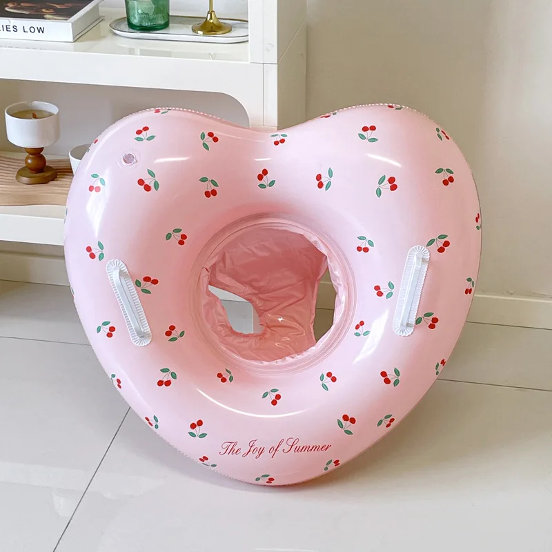 1Pcs Cherry Swim Ring Inflatable Pool Float Swim Tube With Handle Summer Water Beach Pool Floating Toys ﻿