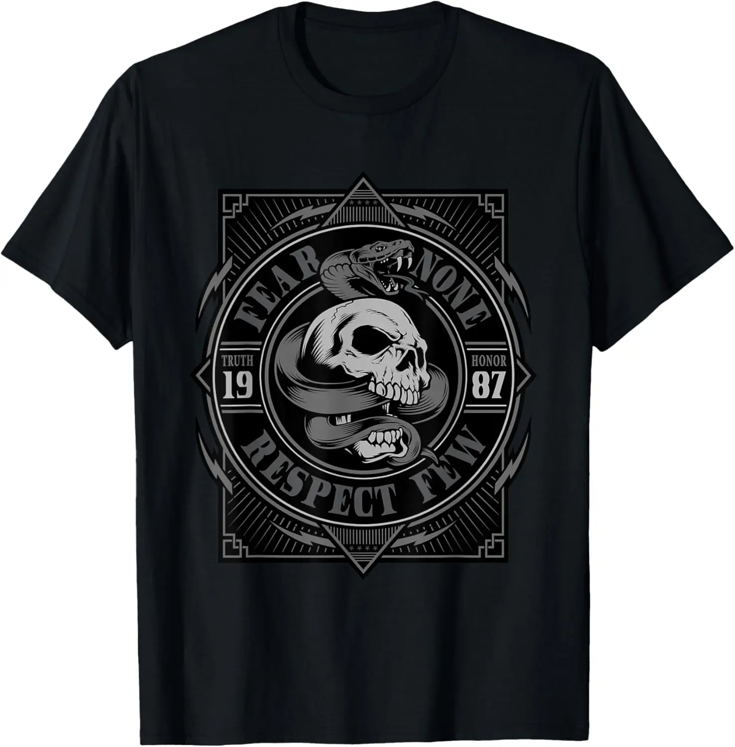 

Biker Shirt, T-Shirt, Skull, fear none, respect few, men T-Shirt Motorcycle