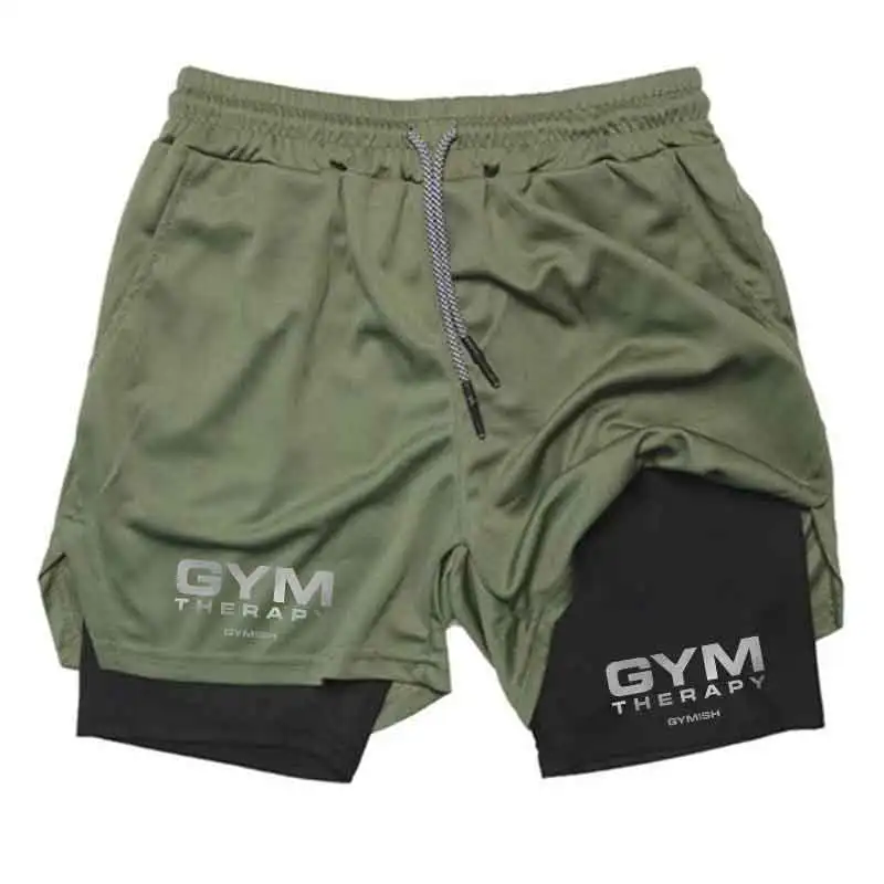 Summer Men's Clothing Men Fitness Gym Training 2 in 1 Sports Quick Dry Workout Jogging