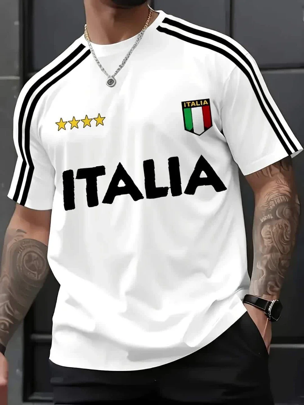 

Мужская футболка с круглым вырезом и принтом «ИТАЛИЯ», мягкая и дышащая, подходит для занятий спортом на открытом воздухе, повседневная одежда и праздников