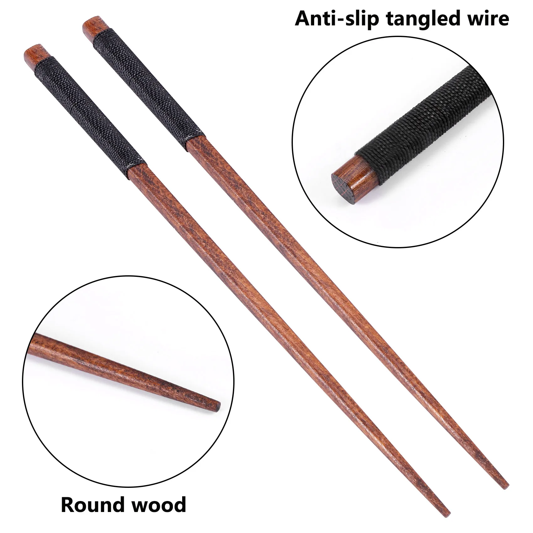 

1 Pairs Japanese Natural Wood Chopsticks Value Pack Cooking Tableware Theaceae Black CNIM Hot