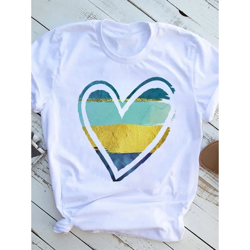 Fashion Large Size Geometric Pattern White Printed Large Size Women's Simple Loose Short Sleeve T-shirt Oversized T Shirt  Tops image 2