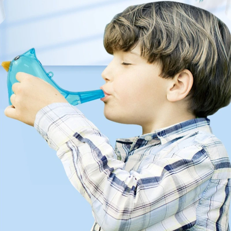 水を追加できる笛を吹く水鳥のおもちゃプラスチック製楽しい学習鳥のさえずり人形口の筋肉トレーニング子供用透明な笛