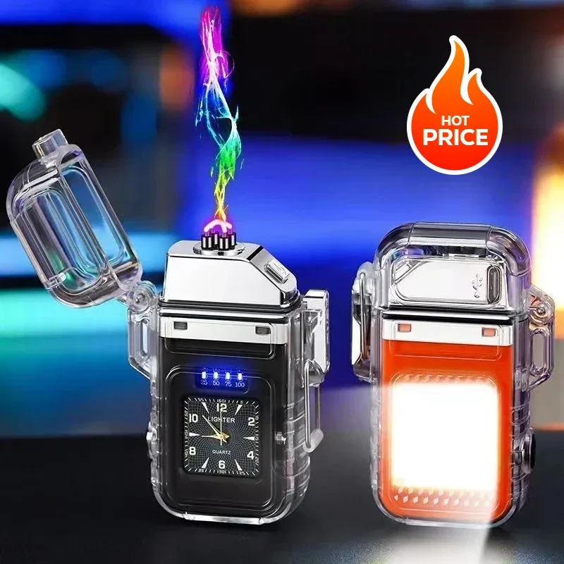 New  Waterproof Watch Lighter Windproof USB Plasma Rechargeable Lighter Outdoor Portable Cigarette Lighter Men's Watch Gift