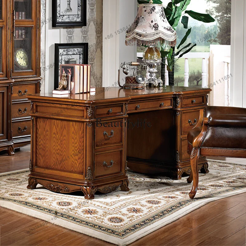 LD33European solid wood boss table American retro desk