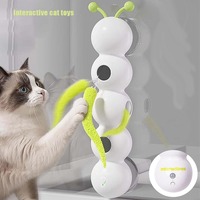 Interactive Cat Toy Intelligent Motion Activated Wack A Worm Post Toy with Tail Automatic Emerging From The Hole Teasing Cat Toy