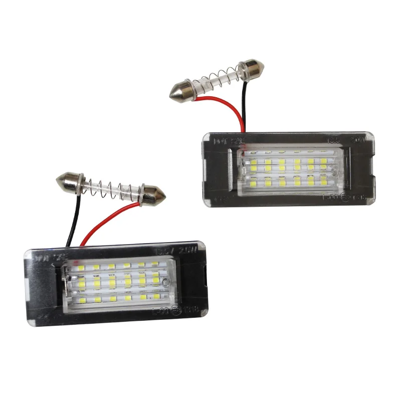 2 buah putih 18SMD lampu pelat nomor LED mobil manik-manik lampu untuk Mini Cooper R56 R57 R58 R59 sumber cahaya mobil kesalahan Gratis