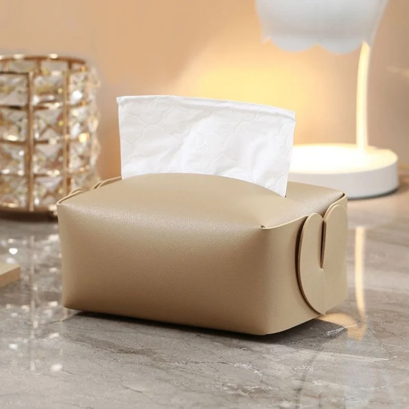 New Living Room Light Luxury Leather Tissue Box Napkin Holder Case Paper Box Container Hotel Storage Box Home Table Decoration