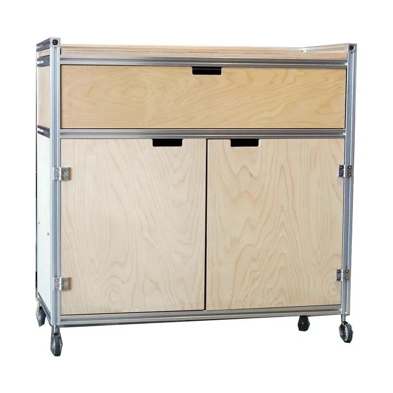 Storage Locker Living Room Display Home Dining Side Cabinet Aluminum Coffee Cabinet Birch Ocean Board Shelf