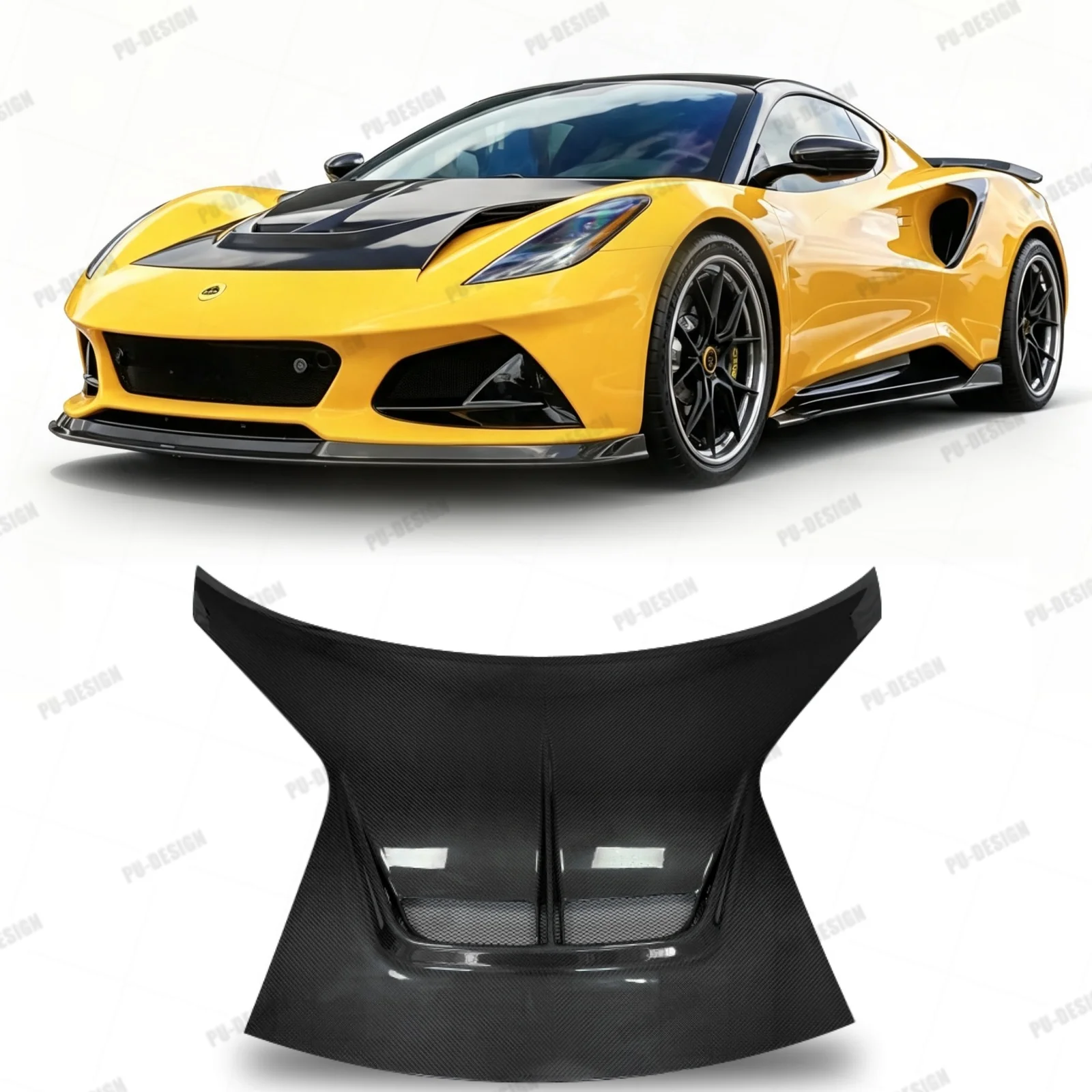 New Hood For Lotus Emira 2023-2025 V Style Front Hood Dry Carbon Fiber Vented Bonnet