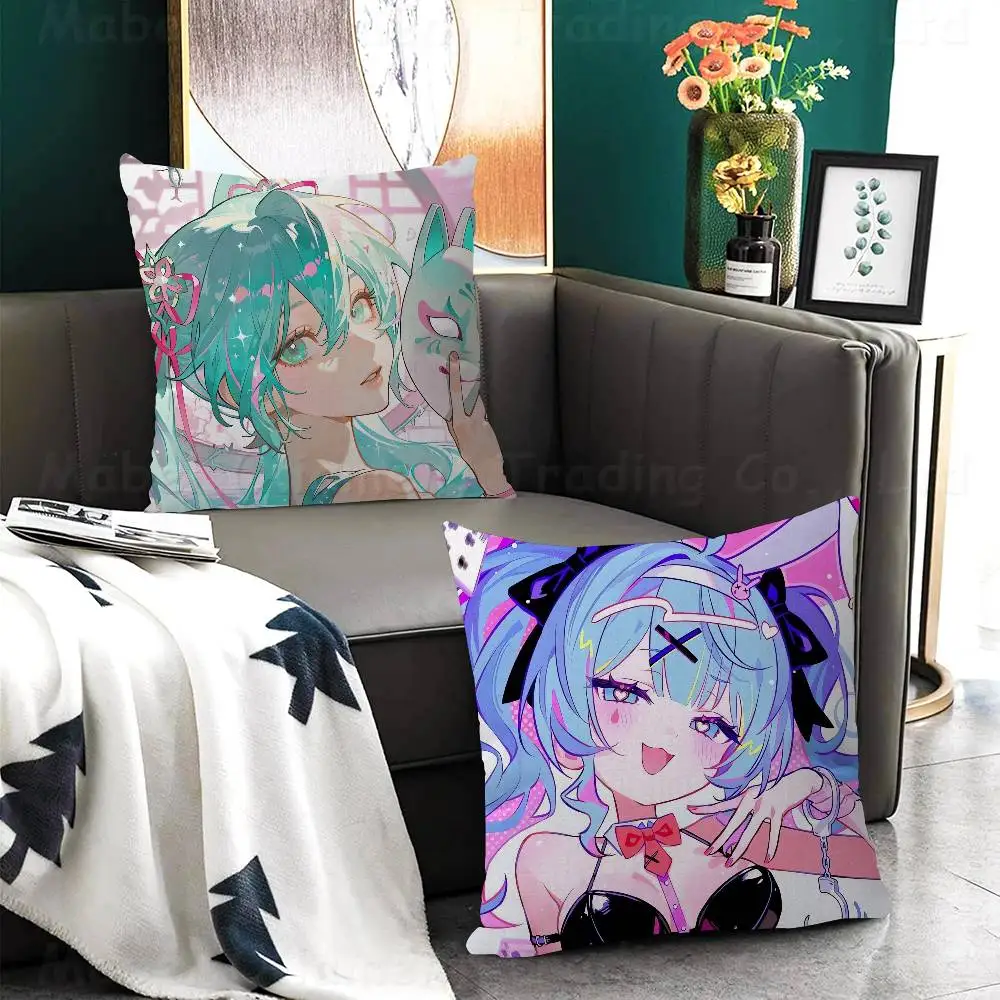 Anime Hatsune Miku Cushion Cover Inches Farmhouse Decor Home Throw Pillow Covers For Couch Decorations