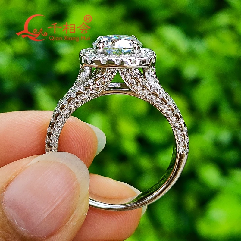 Imagem -04 - Moissanite Anel Almofada para Homens e Mulheres Linhas Meia Banda 925 Prata Hip Hop Diamantes Jóias Masculinas 2ct mm