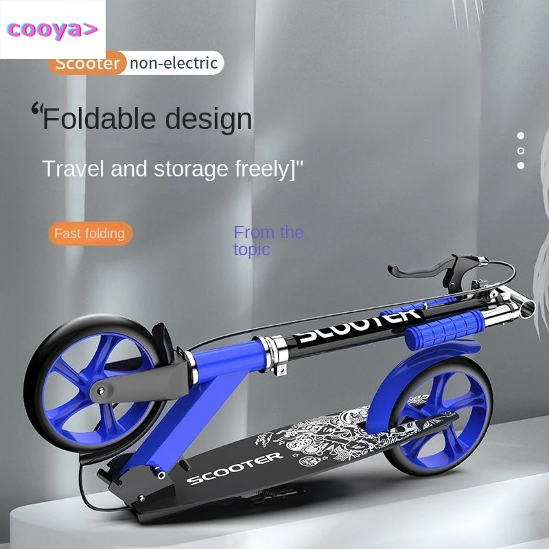

Cooya Adult Scooter With Two Foldable Wheels Children And Teenagers Working School Running Tools Large Wheel Widening Design New