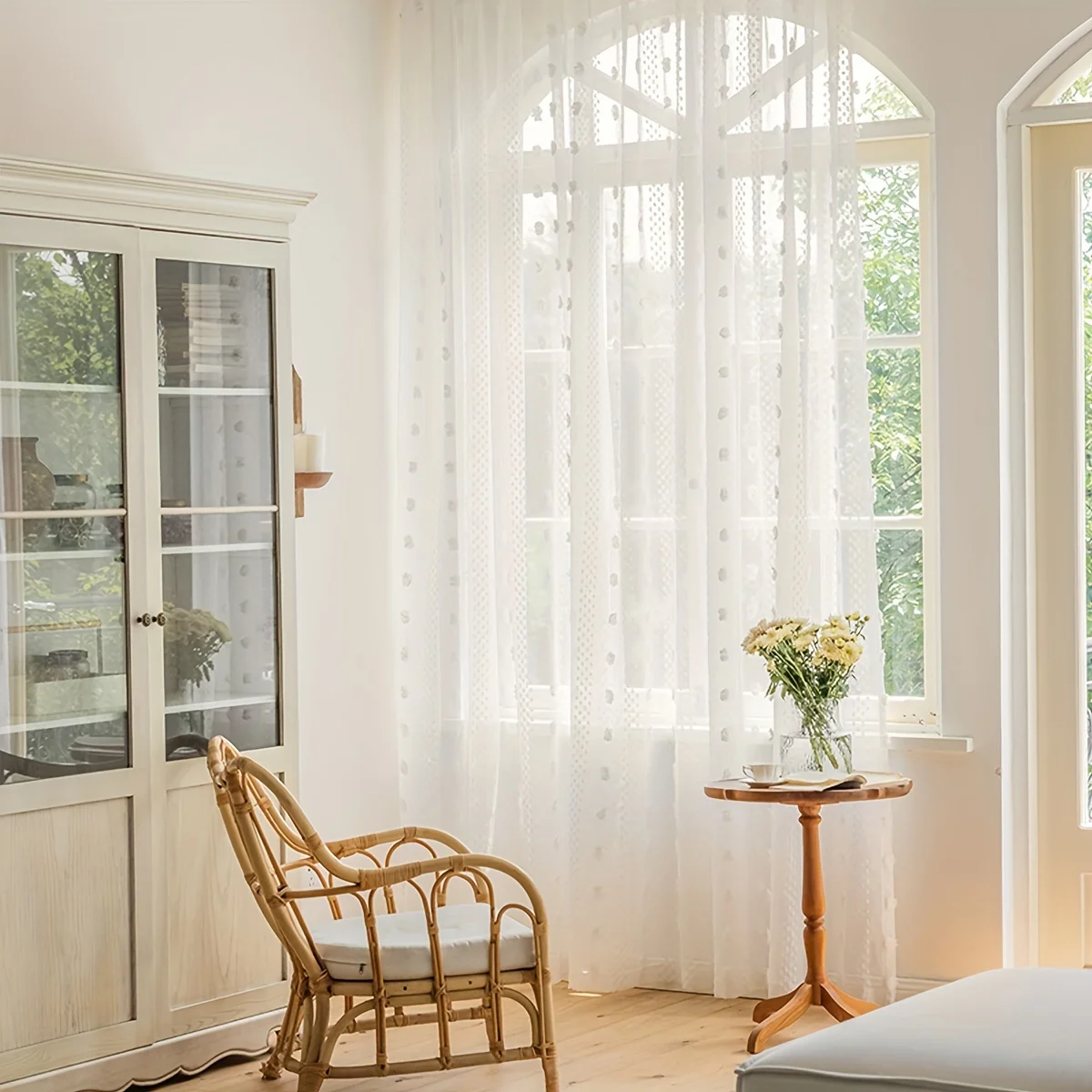 1 قطعة مجموعة من غرفة المعيشة الرعوية الفرنسية وغرفة النوم الأبيض الشاش الستار خليج نافذة شرفة غرفة الأطفال تصفية طوال العام نافذة الزخرفية قضيب رفرف جيب السراويل