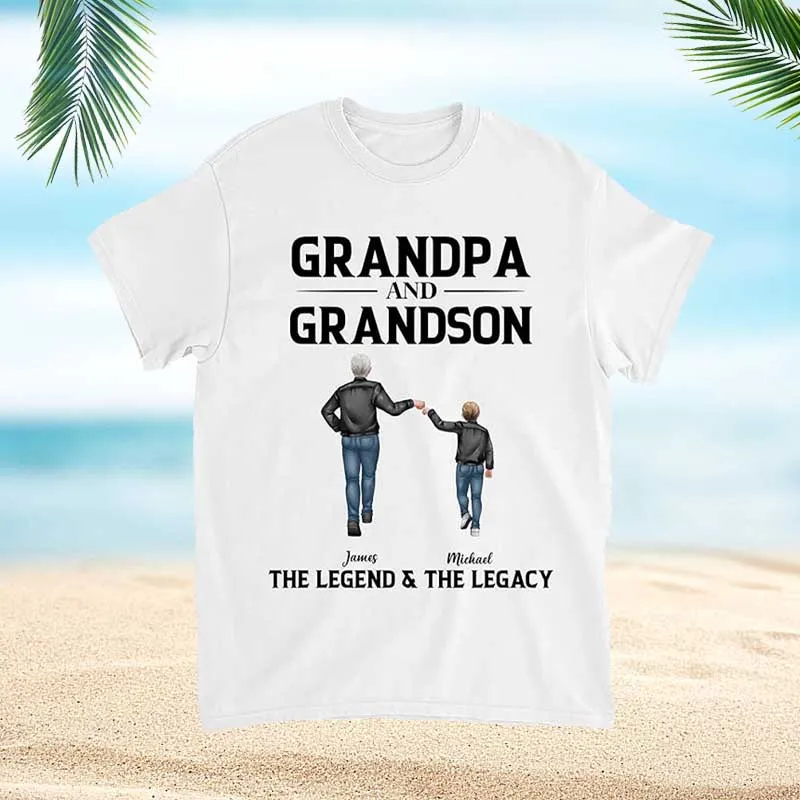 Personalized Grandpa T-Shirts Custom Gift for Grandfather from Grandchildren Gift for Birthday Fathers Day