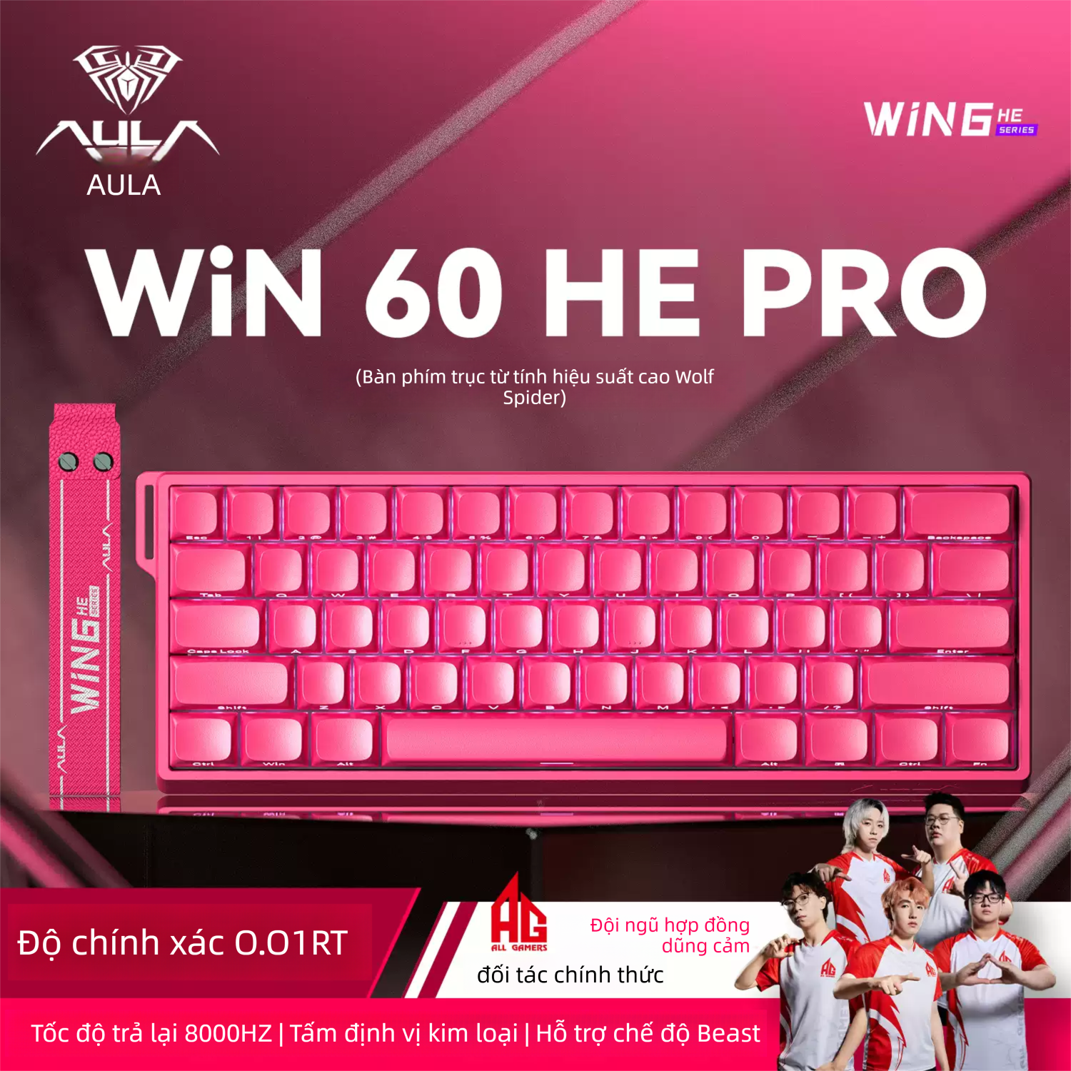 AULA | Bàn phím cơ Magnetic AULA WiN 60 HE PRO Trục từ tính Tốc độ trả lại 8000HZ RT Chuyên game FPS Valorant CSGO