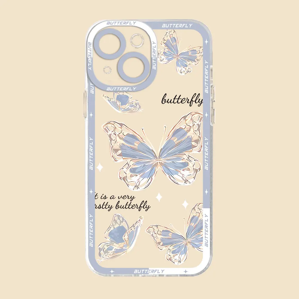 Phone Case for Motolora Moto G72 G73 G22 G52 Edge 40 5G G71 G32 Coque Back Retro Butterfly Pattern Cover Clear Silicone