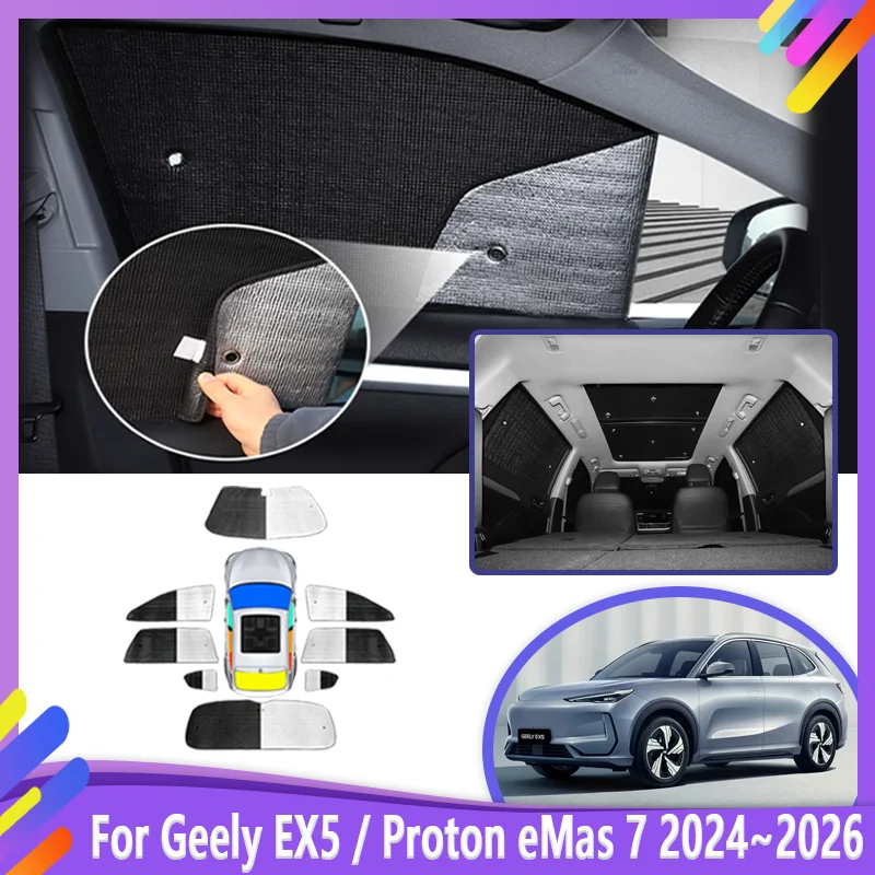 

Car Sunshades For Geely EX5 Galaxy E5 Proton eMas 7 2024 2025 2026 Window Curtain Windshield Full Visor Cover Tools Accessories