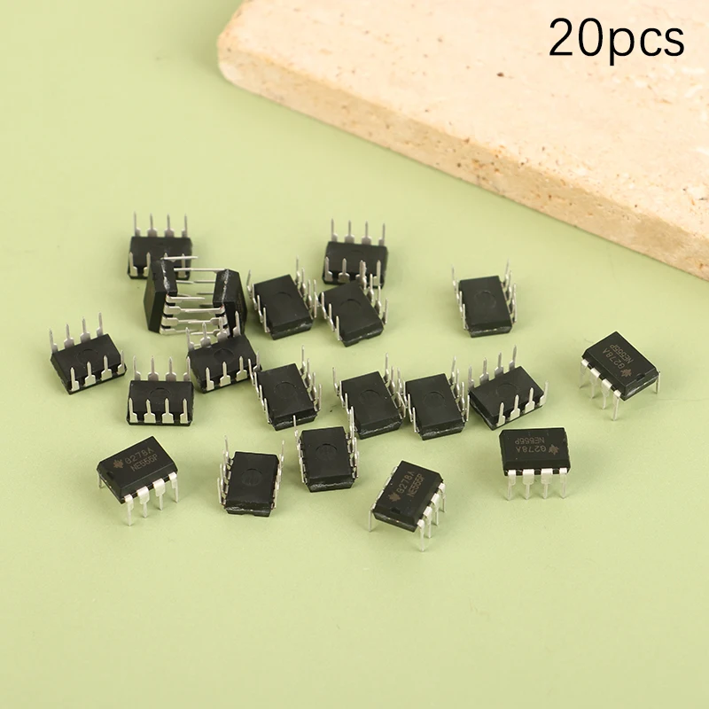 20Pcs NE555 NE555P Integrated IC Direct Plug DIP-8P Base Circuit Chip Electronic Components