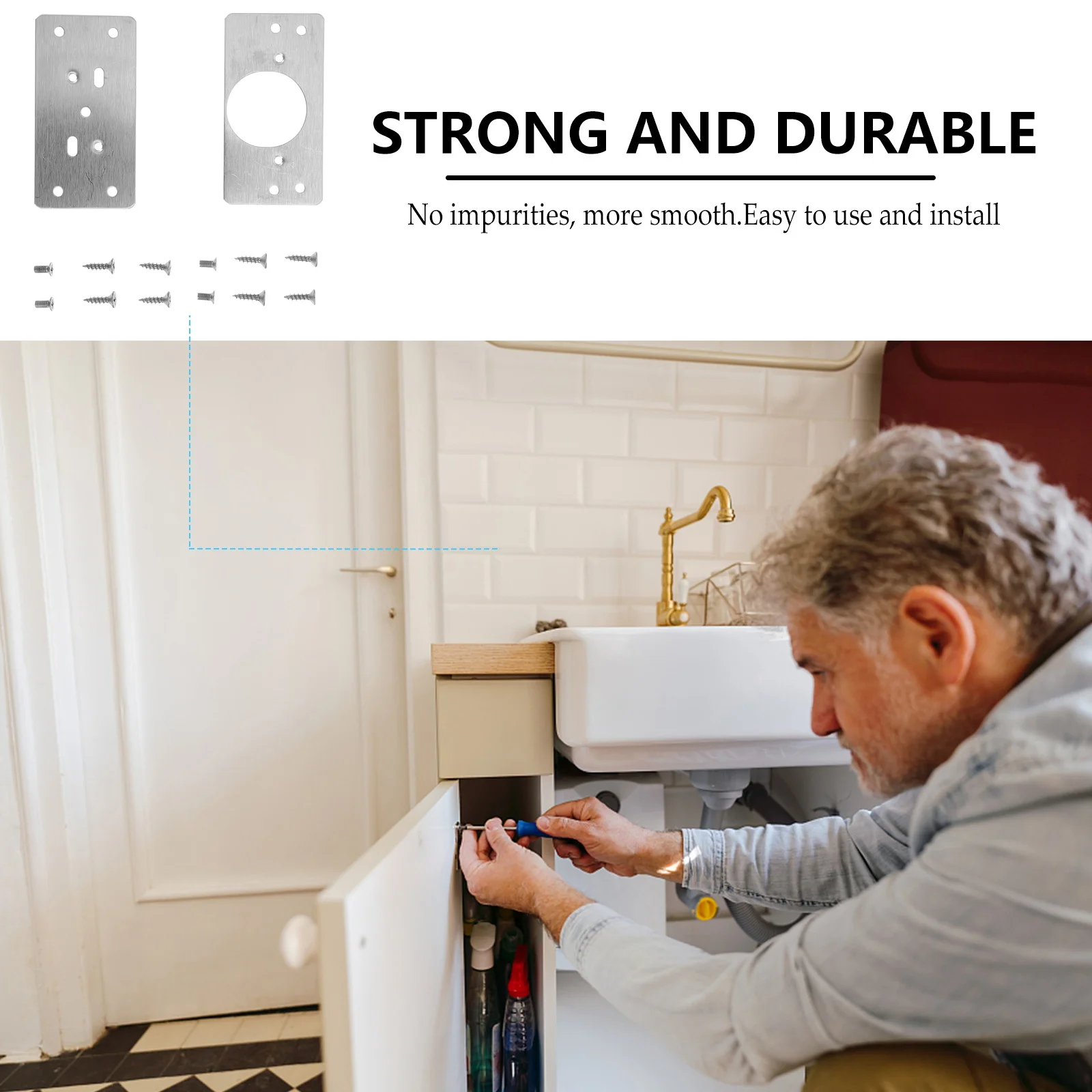 

1Set Hinge Repairing Plate Cabinet Furniture Accessories Precision Made Stable Characteristics Hinge Fixing Plate