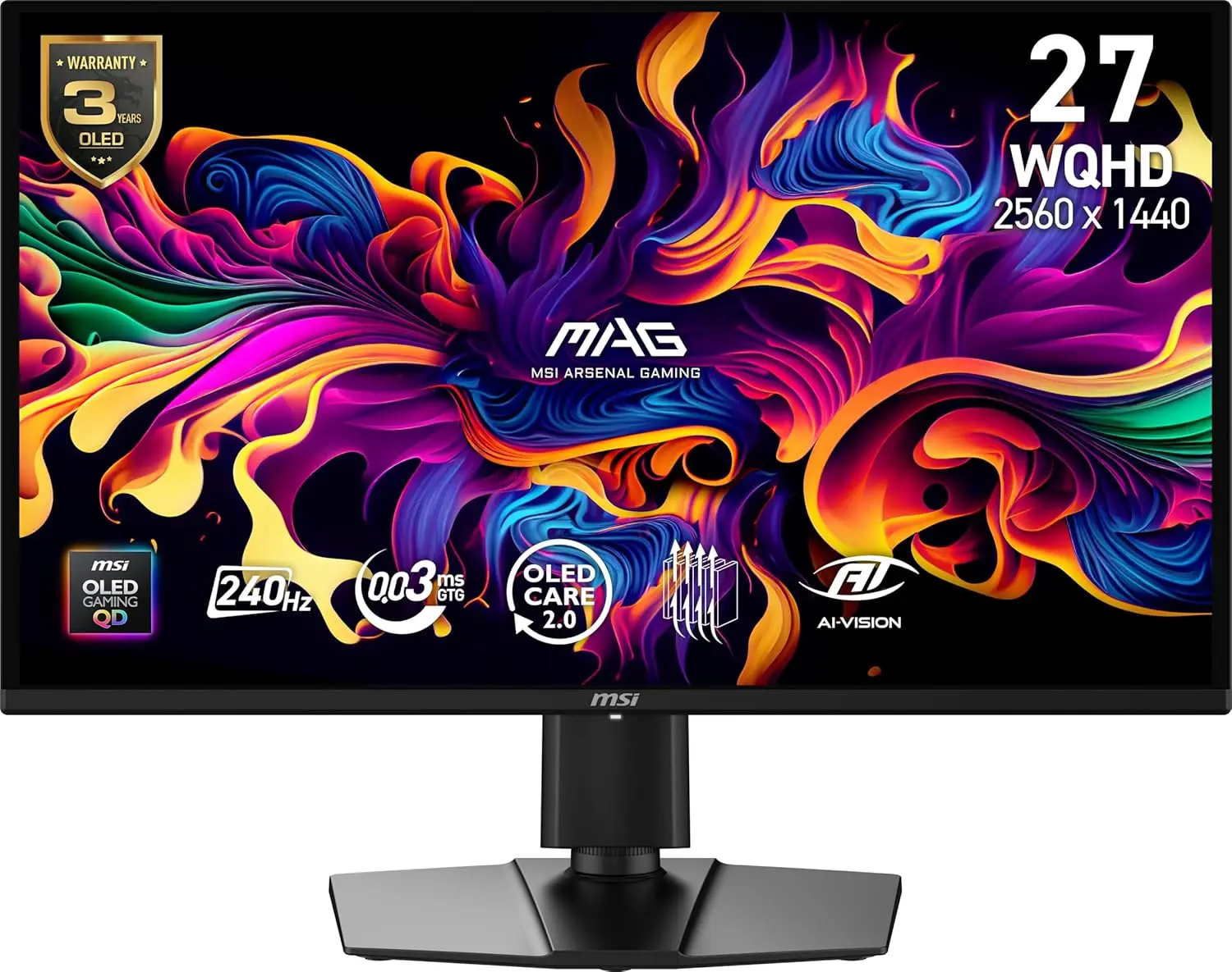 

Gaming Monitor, 240Hz, Adaptive-Sync, HDMI, DisplayPort, VESA Mountable, Tilt, Height Adjustable, Speaker, 0.03ms, Black