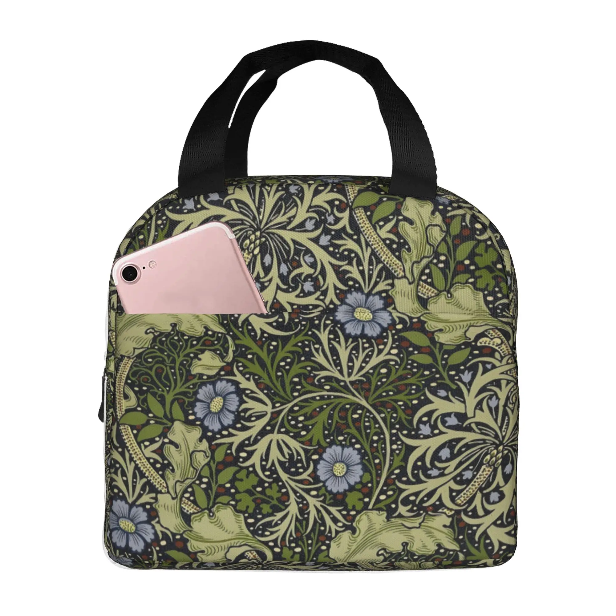 William Morris Lunch Bag Women Carpet Print Cooler Warm Insulated Lunch Box for School