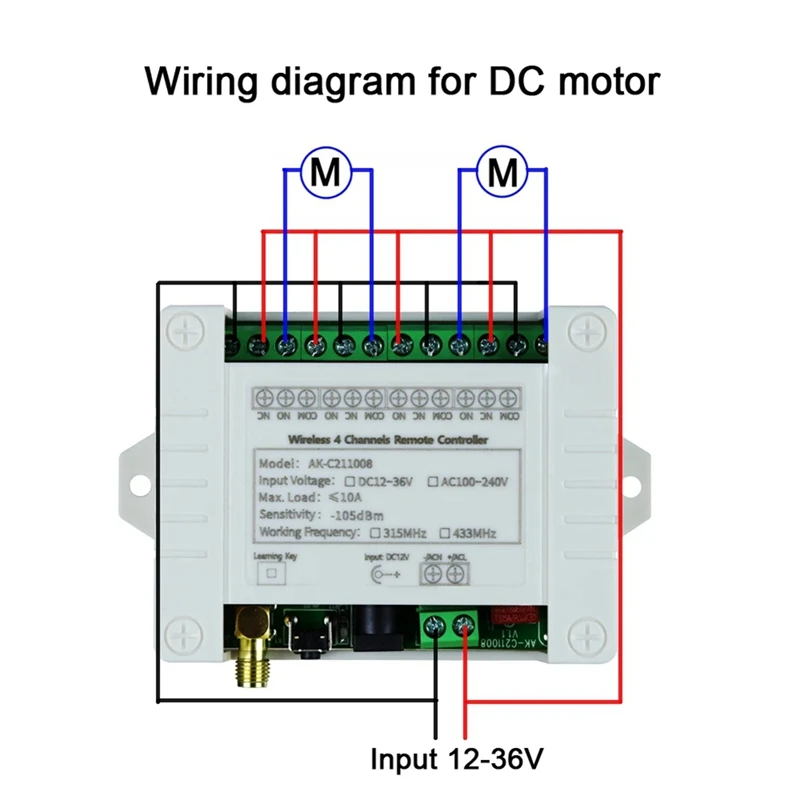 DC 12V 24V 4-Way Remote Control Switch Point-Acting Self-Locking Interlocking Adjustable Access Gate Control Panel