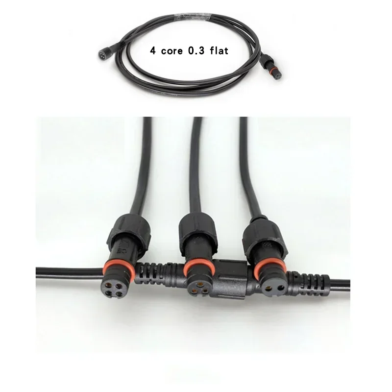 IP68 Waterproof 2pin 3pin 4pin Connector Elongated Extension Line 234 Core 22AWG 0.3 Square Wire Connector with Wire 0.5m 1m 5m