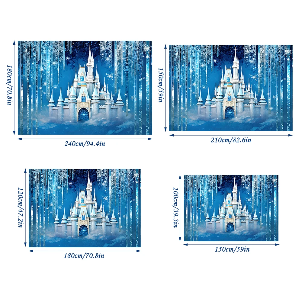 Frozen World Castle Backdrop Girls Princess Birthday Party Decorations Photography Background Christmas Winter Snowflake Banner