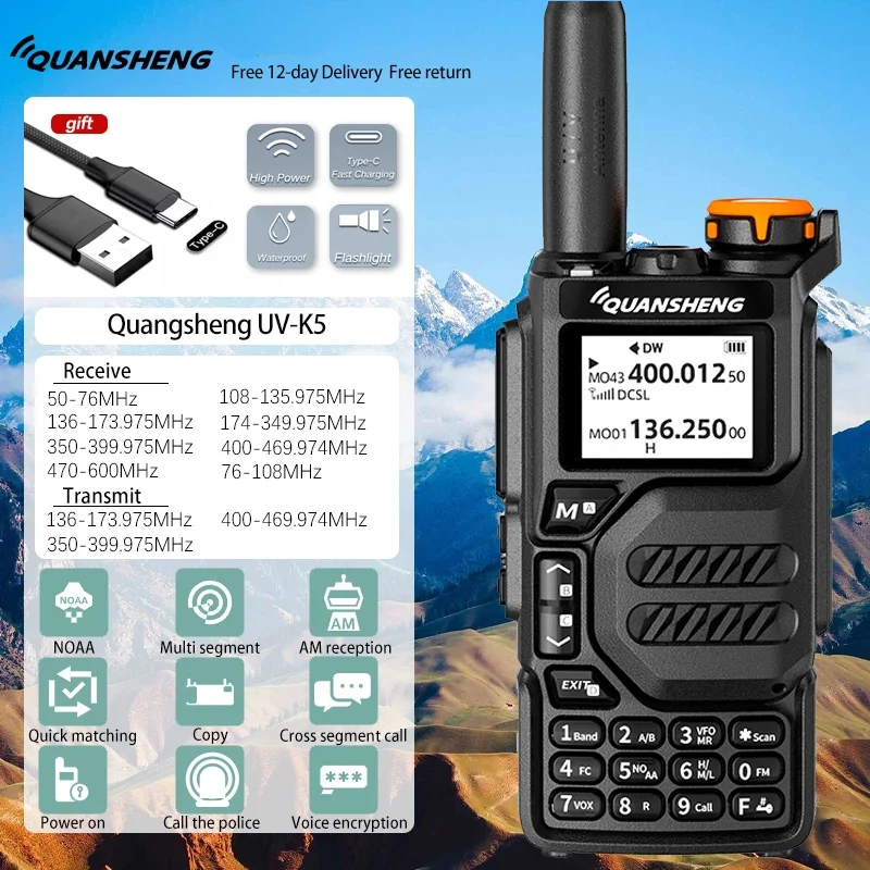 

Quansheng UVK5 Walkie-talkie Long-distance Professional Civil Outdoor Portable UV Multi-frequency Hand-held Talkie Walkie Radio