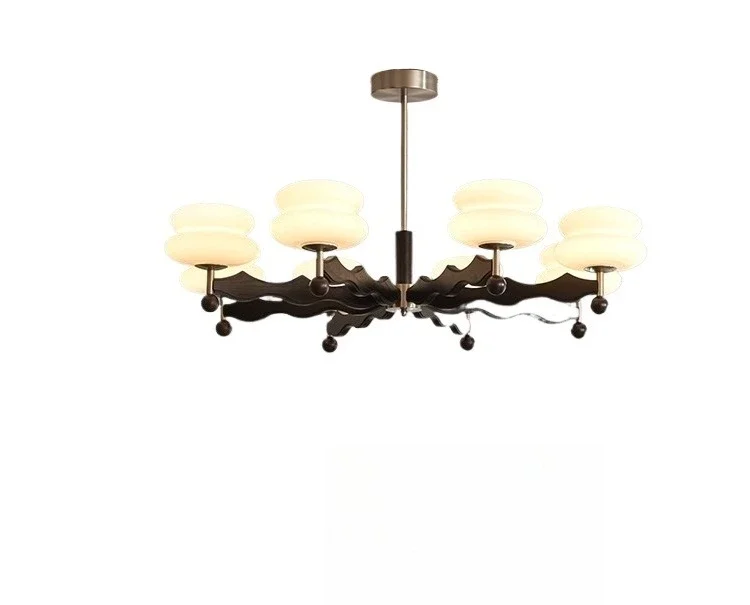 Living room chandelier French medieval style 2025 new retro high-end solid wood eye protection hall main light