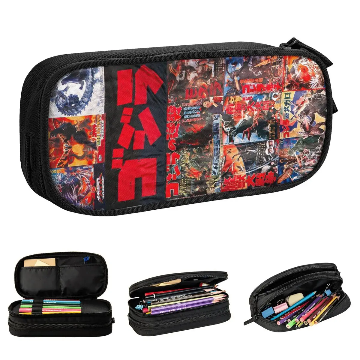 Trousse à crayons de film japonais Monsters 90s, étuis à crayons Godzille, boîte à stylos pour étudiant, sac de grande capacité, fournitures scolaires, papeterie, nouveau