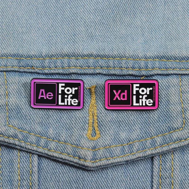 Ae Xd for Life icons Pines Lapel Badges Funny Jewelry Gift for Friends Design Tool Enamel Brooch Custom