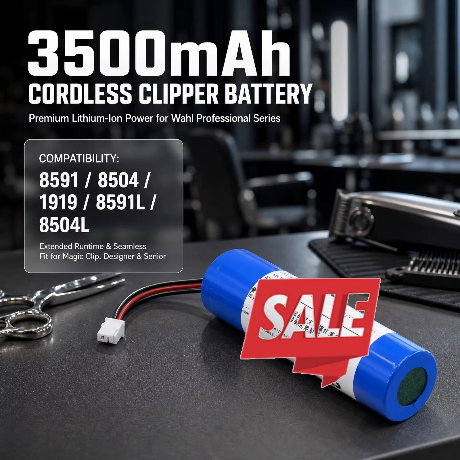 3500mAh Lithium Ion Battery For Wahl 8591 8504 1919 8591L 8504L Magic Clip Senior Hair Clipper
