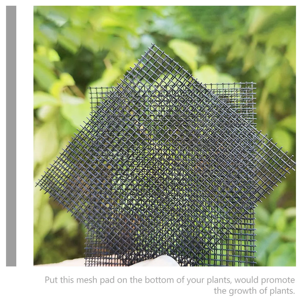 

50 Pcs Black Thickened Mesh Pad for Flower Pot Bottom Hole Prevent Leak Soil Bonsai Drainage Planter Mats Indoor Plant Net