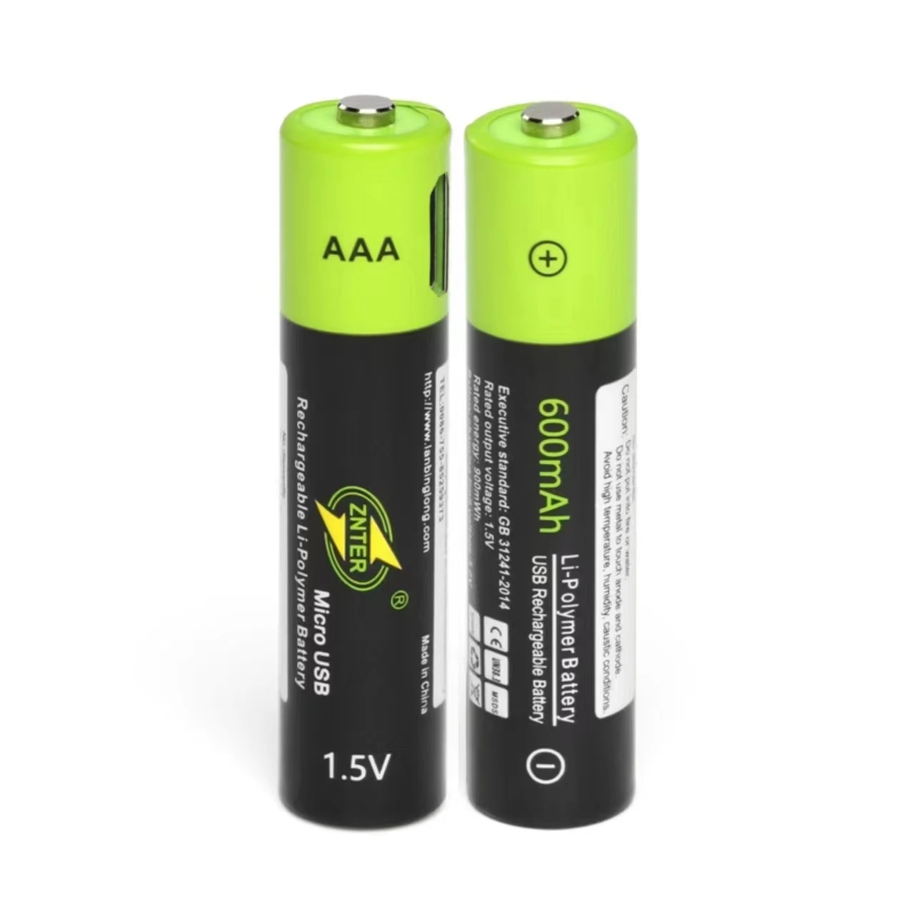 Batteria ricaricabile USB AAA da 1.5V batteria ricaricabile agli ioni di litio da 600mAh tramite cavo USB