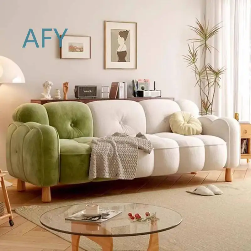 Modern Nordic Small Sofa for IKEA for MUJI Elegant Foam Fancy Designer White Sofa Puffs Economic European Bedroom Furniture