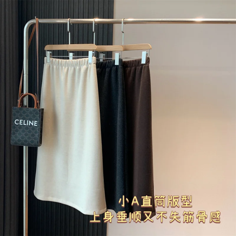 D110217~Soft Glutinous Silk+Cashmere Skin-Friendly Thickened Straight Mid-Length Thick Wool Skirt for Women24