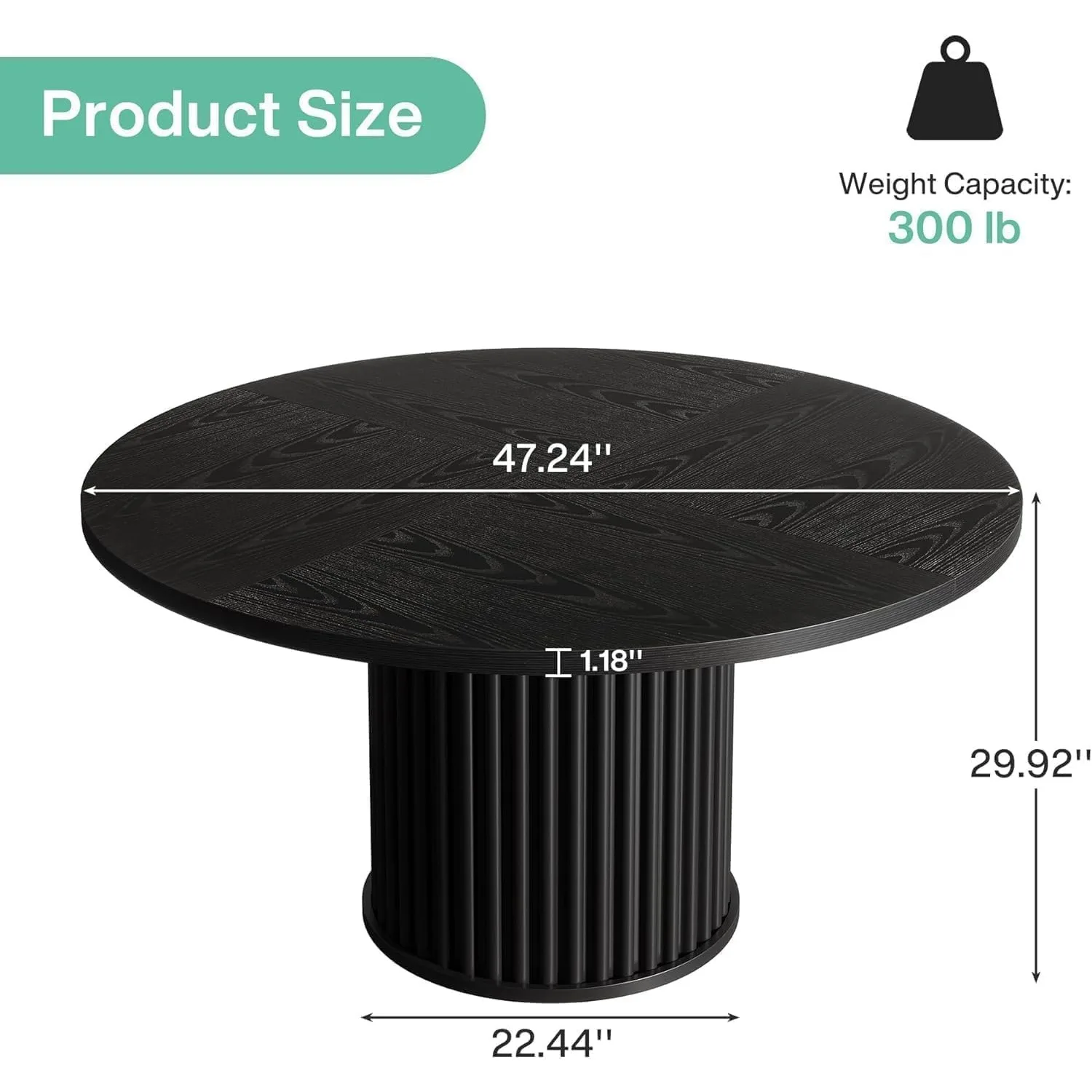 LITTLE TREE Round Dining Table for 4-6, 47-Inch Modern Circle Kitchen Table, Farmhouse Dinner Table for Dining Room, Kitchen