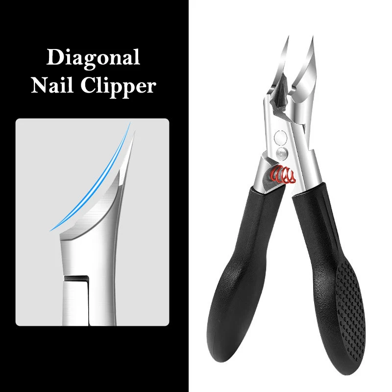 1pc Slanted Pointed Spring Nail Clipper Anti-Splash Ingrown Portable High Quality Toenail Fingernail Trimmer Manicure Tools