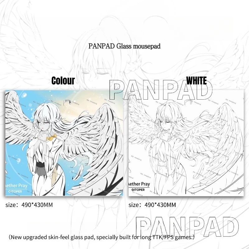 PANPAD Replica Tempered Glass Mouse Pad Customized Pixiv Anime Esports Desk Pads 490x430x2mm Mouse Mats for Keyboard Accessories