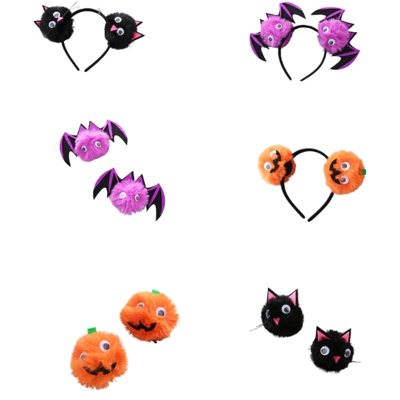 Halloween Cosplay 3D Pumpkin Bat Headband Cartoon Headpieces Comfortable Wear