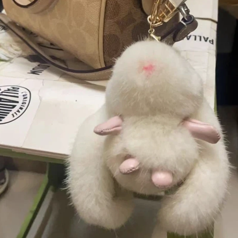 لطيف طويل الأذن أرنب أفخم المفاتيح قلادة ظهره قلادة تقليد فرو المنك دمية مجوهرات الإبداعية رائعة شفاء هدية