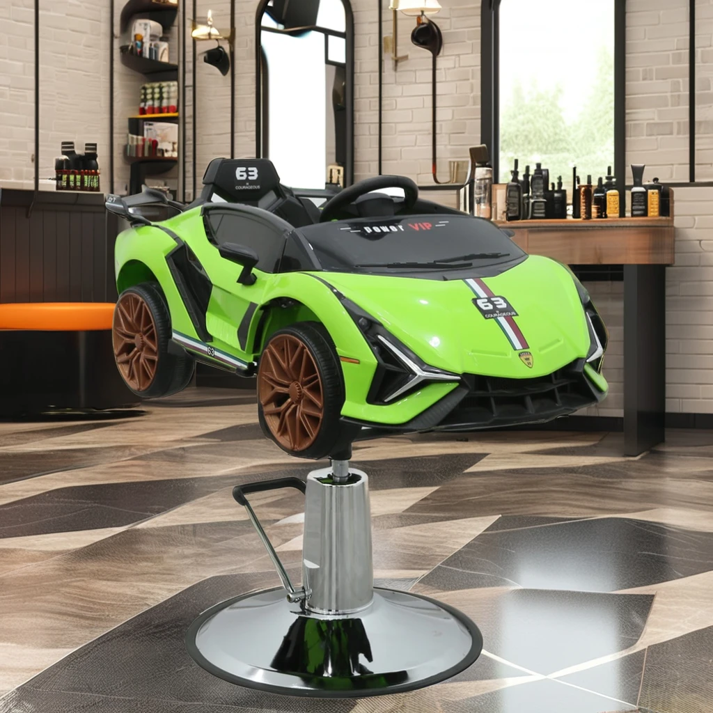 Cartoon Car-Shaped Barber Chair For Kids Stainless Steel 360 Degree Turn Salon Barber Shop Furniture