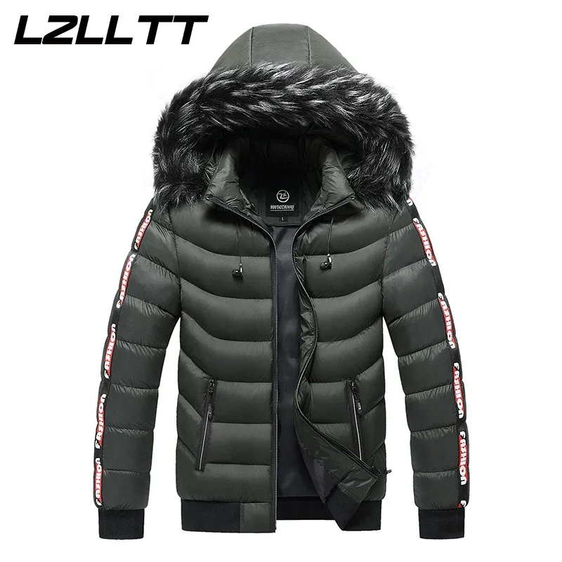 Winter Men Warm Hooded Parkas Jackets Mens Windbreaker Outwear Parkas Coats Men Autumn Detachable Hat Outfits Parkas Coats Male