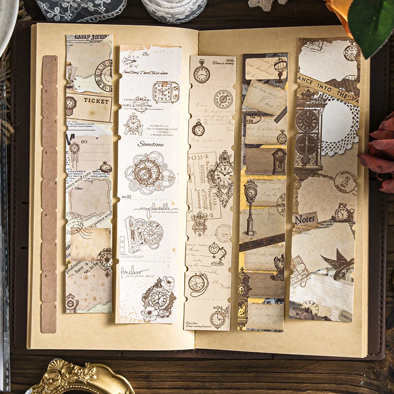 12pcs Retro Strip Label Material Paper Creative Handbook Collage DIY Junk Journal Scrapbook Material Aesthetic Craft Paper