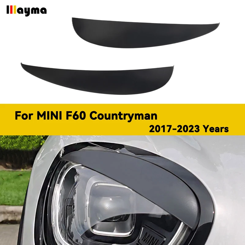 

For MINI Countryman F60 2017 - 2023 Front Headlight Eyebrows Cover Fiber Glass Matt Black Primer FRP Eyelids Car Accessories