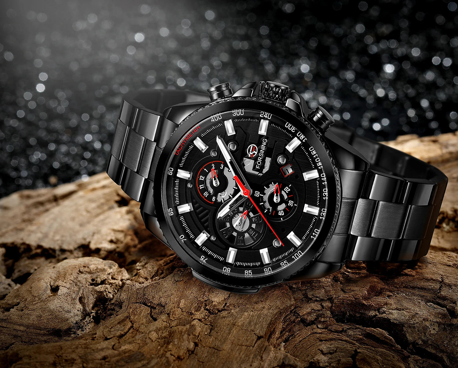 FORSINING Business Men Watch Automatic Mechanical Multifunctional Week Calendar Display Luminous Sport Wristwatch Hombre Relojes