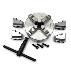 Lathe Chuck 4 Jaw 125mm SANOU 4 Jaw Self-centering Chuck K12-125 Metal Chuck Scroll Chuck