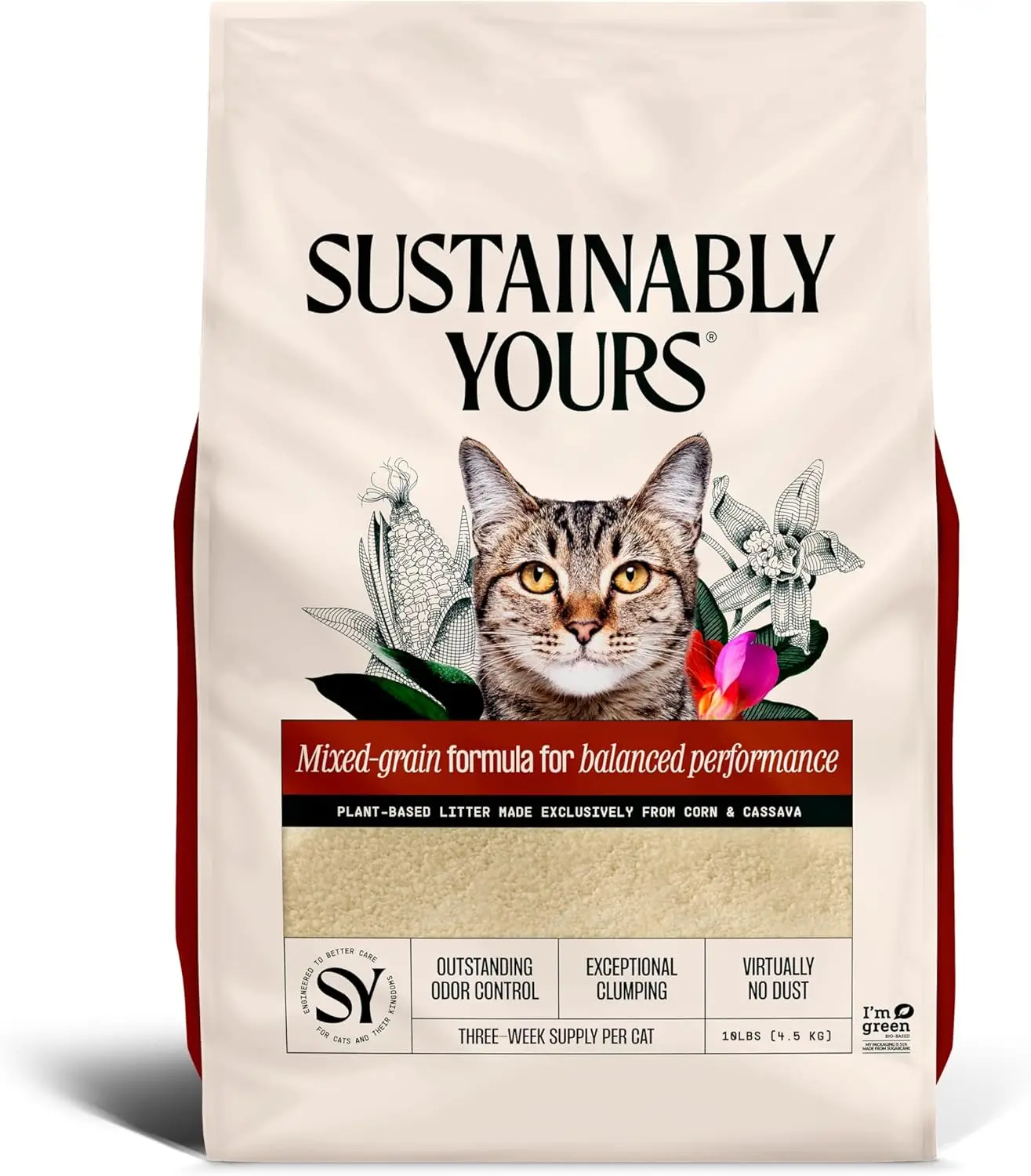 

Natural Mixed Grain Cat Litter Clumping Odor Control Dust Free Corn Cassava Plant Based Unscented 10 lbs